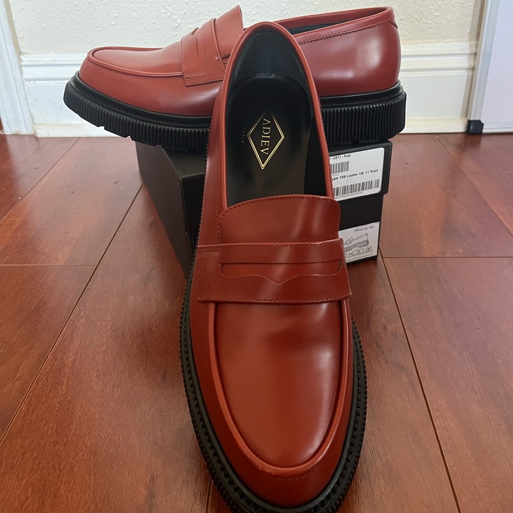 NIB Adieu Paris Type 159 Penny Leather Loafers “Polido Rust” US Size 12